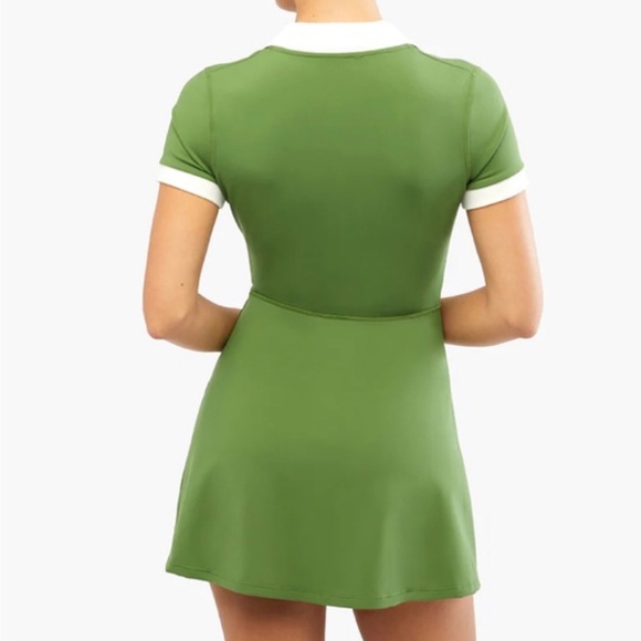 WeWoreWhat Olive Green Mini Dress with White Trim - Picture 3 of 5